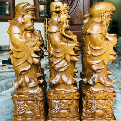 Bộ tượng tam đa phúc lộc thọ gỗ bách xanh kt cao 30