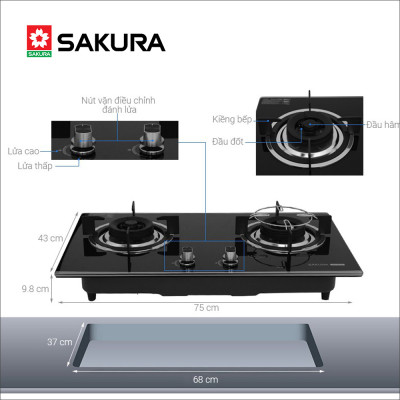   Bếp gas âm SAKURA SG-2568GB - Hàng chính hãng