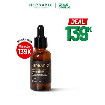 Serum mọc tóc tinh dầu vỏ bưởi & tinh dầu bồ kết herbario 30ml tinh chất kích thích mọc tóc nhanh, ngăn rụng tóc, hỗ trợ trị Rụng Tóc, làm tóc dài nhanh