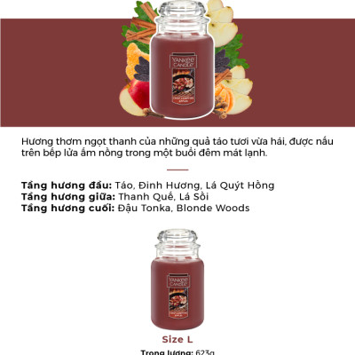 Nến hũ Yankee Candle size L - Crisp Campfire Apples (623g)
