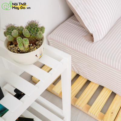 Kệ Đầu Giường Đa Năng - Shelf 2F - Thiết Kế Mặt Thanh Gỗ Hiện Đại - Lắp Ráp Dễ Dàng - Có 2 Màu Sắc Lựa Chọn