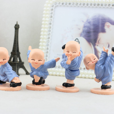 Combo 4 Tượng Chú Tiểu Đánh Võ Dễ Thương Trang Trí Xe Hơi, Bàn Làm Việc, Bonsai PaKaSa