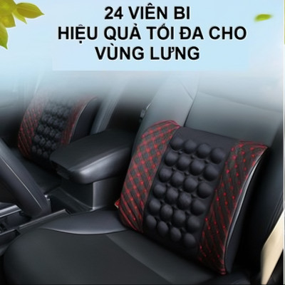 Gối đệm massage tựa lưng trên ô tô rung thư giãn giảm đau mỏi lưng vô cùng hiệu quả loại lớn 35cm (Tặng kèm quà tri ân) - Hàng chính hãng 