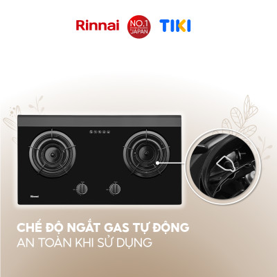Bếp gas âm đầu đốt trong Rinnai RVB-2i(AB) mặt bếp kính và kiềng bếp men - Hàng chính hãng.