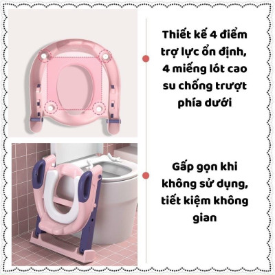 Thang Bô, Thang Đi Vệ Sinh Có Nắp Đậy Tiện Lợi Dành Cho Bé Trai Và Bé Gái - Hàng Chính Hãng 