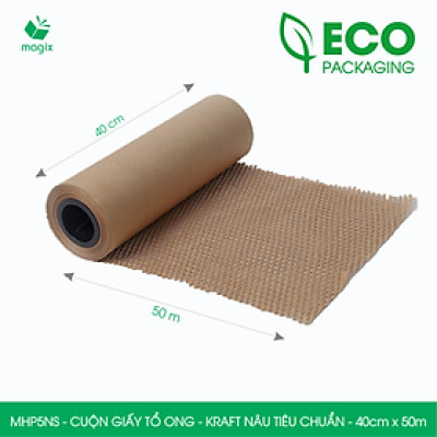 MHP5NS - 40cm x 50m -  Cuộn giấy tổ ong chống sốc - Kraft nâu Tiêu Chuẩn - Giấy gói hàng, gói quà