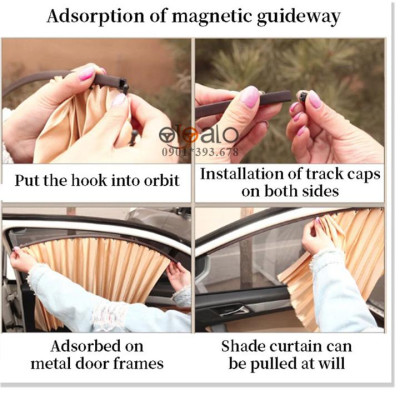 Rèm vải che chắn nắng dành cho xe Hyundai Getz vải lụa gắn nam châm keo 3M RVCK