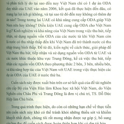 Hỗ Trợ Phát Triển Chính Thức Của Các Tiểu Vương Quốc Ả-Rập Thống Nhất Và Khả Năng Hợp Tác Với Việt Nam (Sách chuyên khảo) - Đỗ Đức Hiệp (Chủ biên)