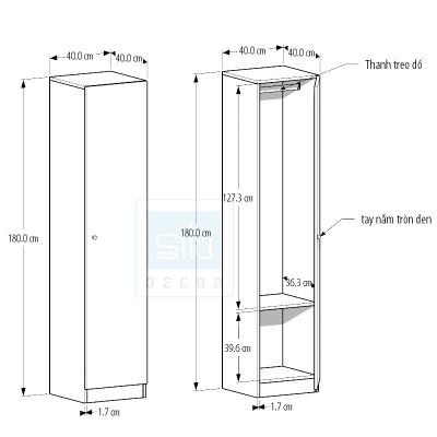 Tủ Quần Áo Nhỏ Thích Hợp Cho Phòng Trọ Thương Hiệu SIB Decor TA15