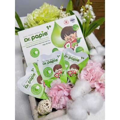 Hộp 30 Gạc Dr Papie 1+ cho bé trên 1 tuổi làm sạch nướu chống sâu răng - hàng chính hãng