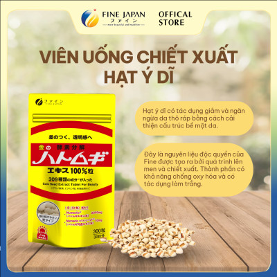 Viên uống chiết xuất hạt Ý Dĩ Coix Seed Extract Tablets FINE JAPAN giúp trắng da gói 300 viên