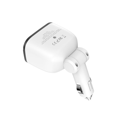 Củ sạc 2 cổng 3.4A kèm 2 cổng tẩu trên xe hơi Hoco Z28 + Cáp Micolo - Chính Hãng