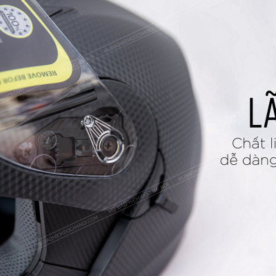 Mũ bảo hiểm Fullface Royal M179 Lật Hàm – Vân Carbon – 2 Kính