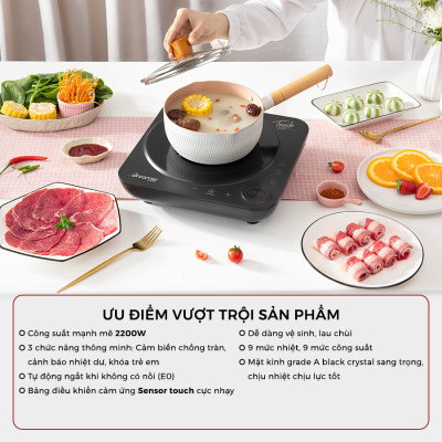 Bếp Từ Đơn Dreamer DC-IH01, chống tràn, cảnh báo nhiệt dư, khóa trẻ em - BH 12tháng, Hàng chính hãng