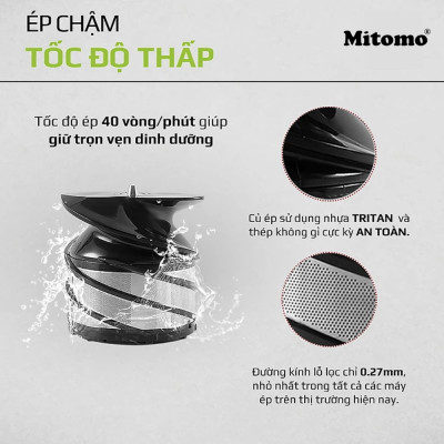 Máy ép chậm, máy ép trái cây Mitomo EC-55 hàng chính hãng