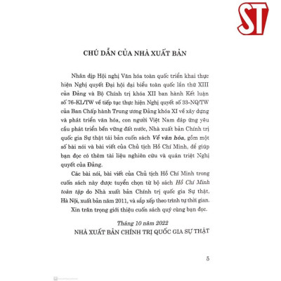 Sách - Về Văn Hóa - Hồ Chí Minh - NXB Chính Trị Quốc Gia