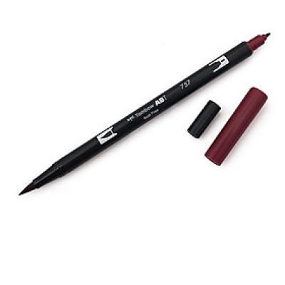 Bút lông cọ hai đầu Tombow ABT Dual Brush Pen - Brush/ Bullet - Port Red (757)