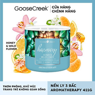 Nến ly 3 bấc Aromatherapy Goose Creek (411g) - Honey & Wildflower