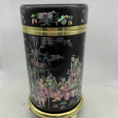 Hộp đựng trà ,chè bằng gỗ trắc đỏ đen kết hợp với khảm óc đỏ siêu víp kt 21×11.5cm