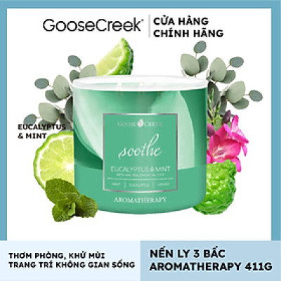 Nến ly 3 bấc Aromatherapy Goose Creek (411g) - Eucalyptus & Mint