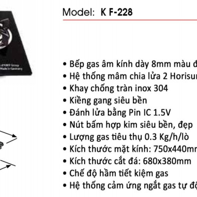 Bếp gas âm đôi KAFF KF-228 - Hàng chính hãng