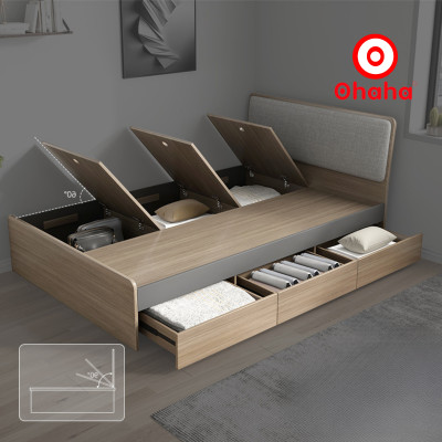 [Miễn phí vận chuyển & lắp đặt] Giường ngủ thông minh cao cấp bọc nệm đầu giường gỗ công nghiệp Ohaha - GN005