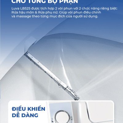 Nắp Bồn Cầu Thông Minh LUVA LB525 Xuất Hàn Quốc, BH 3 năm Đổi Lỗi 100 Ngày, Công Nghệ Hàn Siêu Âm