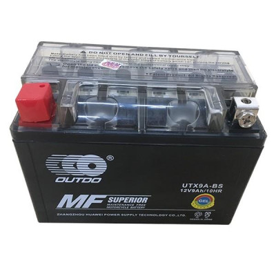 Bình Ắc Quy Khô OUTDO UTX9A-BS (12V - 9AH) Spacy, Attila Victoria, Elizabeth, Majesty, Vespa Lx 150cc