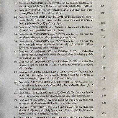 Hệ thống Công văn hướng dẫn nghiệp vụ của Tòa án nhân dân tối cao trong lĩnh vực Dân sự và Tố tụng Dân sự (từ năm 1986 đến năm 2023)