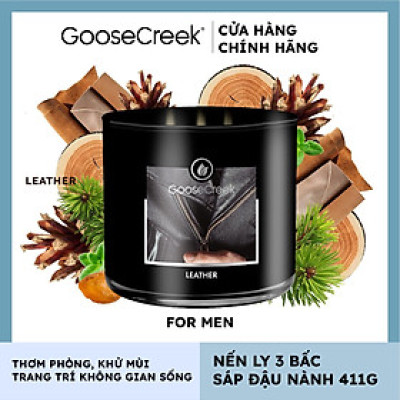 Nến ly 3 bấc sáp đậu nành For Men Goose Creek (411g) - Leather