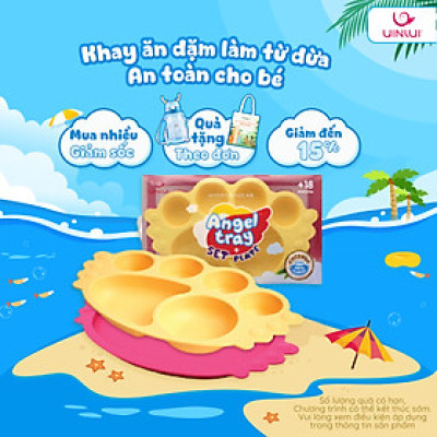Khay ăn dặm an toàn cho bé - Khay thiên thần em bé đế dính UINLUI