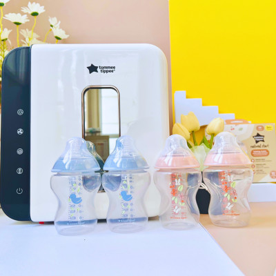 Bình Sữa PP Ty Siêu Mềm Tự Nhiên Tommee Tippee Natural Start 260ml, Núm Ty Của Bình 3-6 Tháng, Xanh Dương - Hồng (Bình Đôi)