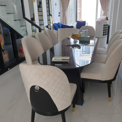 Bộ bàn ăn Luxury 8 ghế Juno Sofa (màu ghế, mặt đá theo yêu cầu)