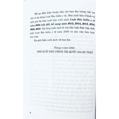 Sách - Luật Bảo Hiểm Y Tế Năm 2008 (Sửa Đổi, Bổ Sung Năm 2103, 2014, 2015, 2018, 2020, 2023) - NXB Chính Trị Quốc Gia