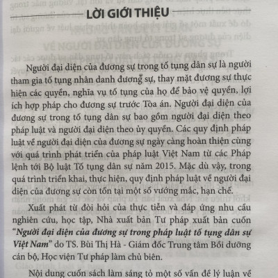 Người Đại Diện Của Dương Sự Trong Pháp Luật Tố Tụng Dân Sự Việt Nam
