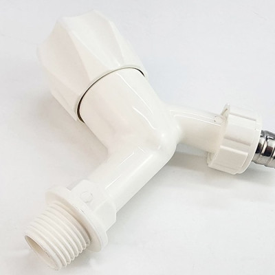 Bộ 3 vòi hồ tay núm tròn nhựa PP trắng, thân ngắn, ren 21-27mm Eurolife EL-HN05 (Trắng) (3 cái)