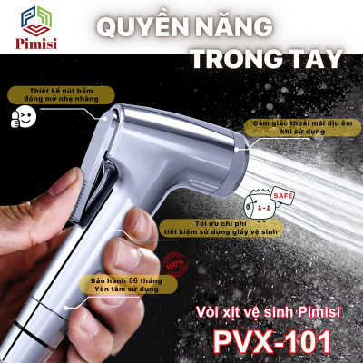 Vòi Xịt Vệ Sinh Bồn Cầu Toilet Trong Nhà Tắm Tăng Áp Pimisi Chịu Áp Lực Nước - Mạ Xi Inox Sáng Bóng Từ Tay Xịt Và Dây Mềm Cao Cấp | Hàng Chính Hãng