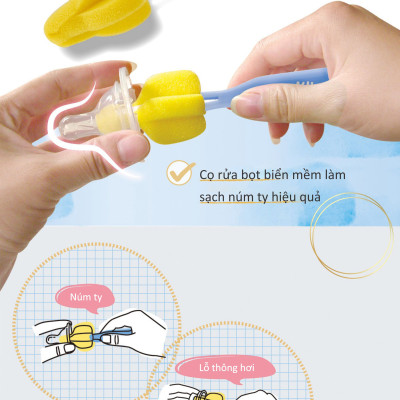 BỘ 2 CỌ RỬA BÌNH SỮA BẰNG XỐP KUKU - KU5343A