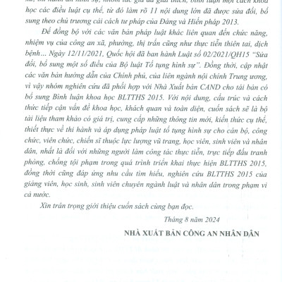 Bình Luận Khoa Học Bộ Luật Tố Tụng Hình Sự Năm 2015 Sửa Đổi, Bổ Sung Năm 2021 (Tái bản có sửa chữa, bổ sung lần thứ ba) - LS. ThS. Phạm Thanh Bình, TS. Nguyễn Mai Bộ, PGS. TS. Nguyễn Ngọc Hà, PGS. TS. Đỗ Thị Phượng, PGS. TS. Trần Văn Luyện 