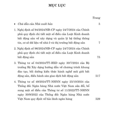 Các văn bản hướng dẫn thi hành Luật kinh doanh bất động sản năm 2023 (sửa đổi, bổ sung năm 2024) - bản in 2025