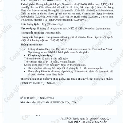 Kẹo Dẻo Giấm Táo Vitamin B12 Hỗ Trợ Tiêu Hóa, Tăng Cường Miễn Dịch Coolvita (60 viên x 3g)/hộp