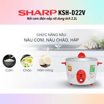 Nồi Cơm Điện Nắp Rời Sharp KSH-D22V - Màu Ngẫu Nhiên - Hàng chính hãng - Bảo Hành 12 Tháng