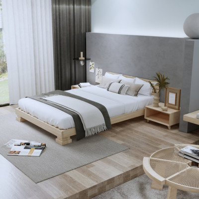 Giường ngủ gỗ CT08 Tundo màu vàng nhạt 