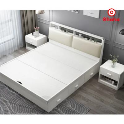 [Miễn phí vận chuyển & lắp đặt] Giường ngủ thông minh cao cấp bọc nệm đầu giường gỗ công nghiệp Ohaha - GN012