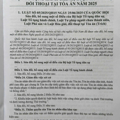 Sách Luật Tố Tụng Hành Chính năm 2015 sđ, bs năm 2025 và Các Văn Bản Hướng Dẫn Thi Hành (V2595D)