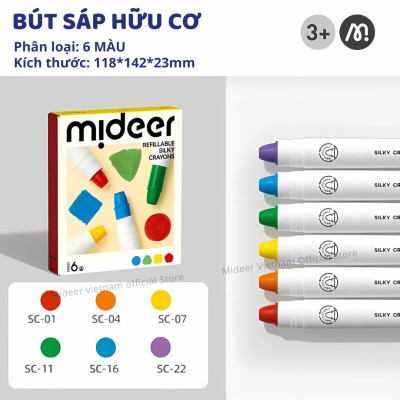 Màu sáp dầu, bút sáp lụa vặn hữu cơ Mideer Silky Crayon kèm quai cho bé 12-24-36 màu