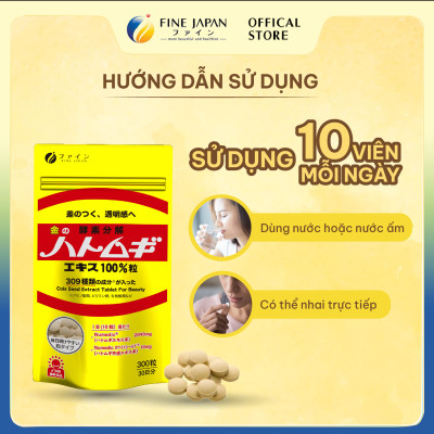 Viên uống chiết xuất hạt Ý Dĩ Coix Seed Extract Tablets FINE JAPAN giúp trắng da gói 300 viên