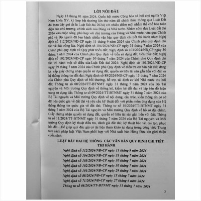 Sách Luật Đất Đai 2024 – Hệ Thống Các Văn Bản Quy Định Chi Tiết Thi Hành - V2468T