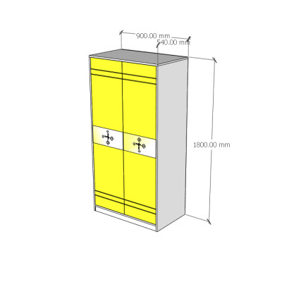 [Happy Home Furniture] TAKO, Tủ quần áo 2 cửa mở , 90cm x 54cm x 180cm ( DxRxC), TCM_140
