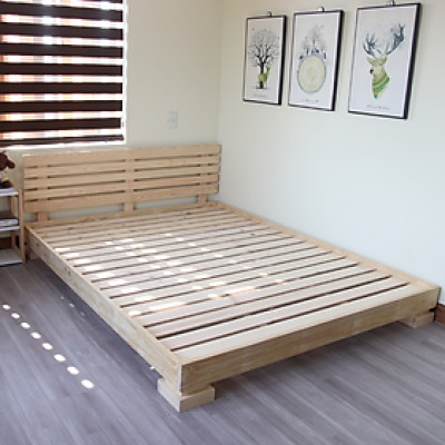 Giường ngủ gỗ CT08 Tundo màu vàng nhạt 